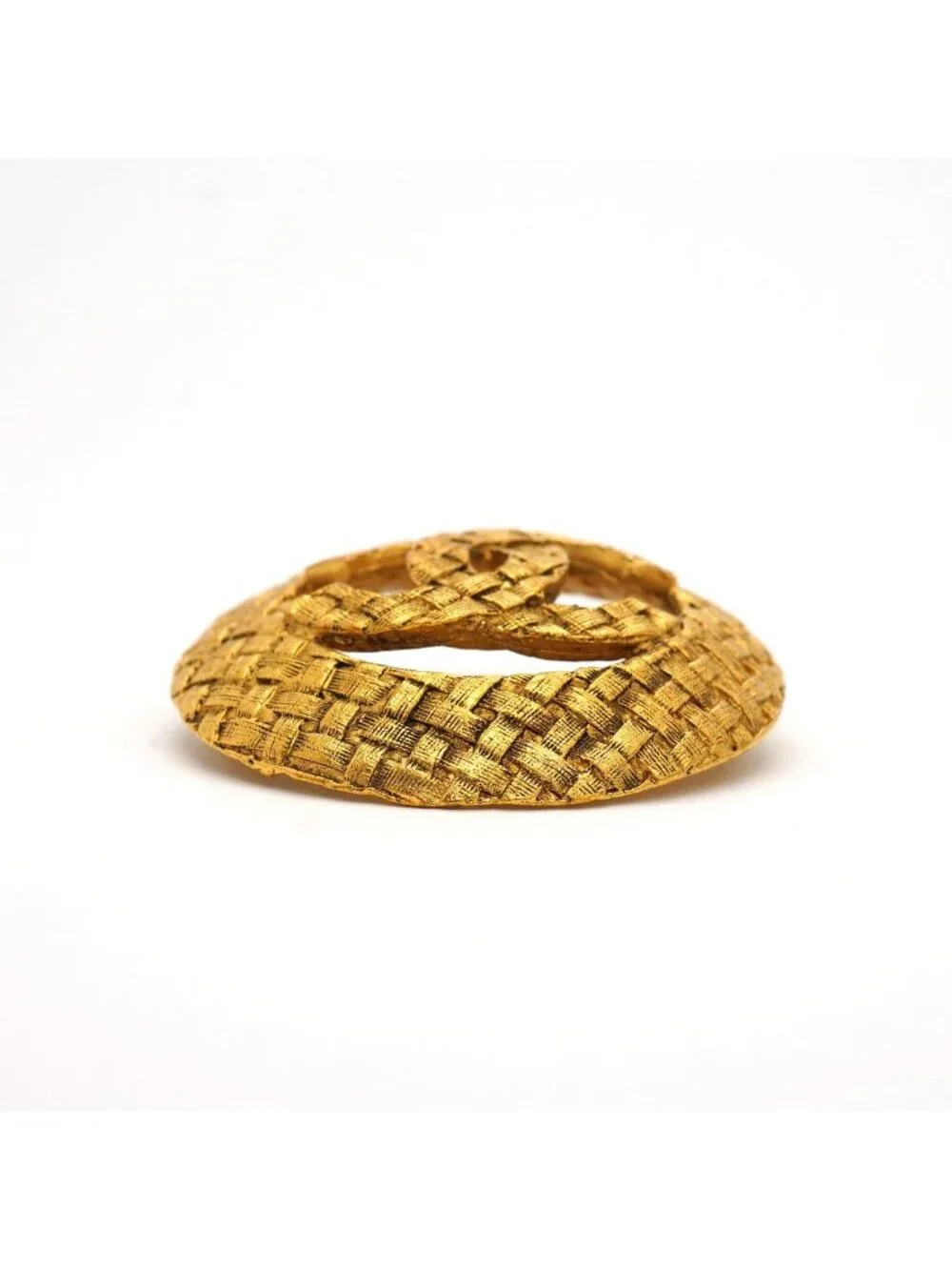 Chanel Brooch Vintage CC Logo Round Circle Gold Plated